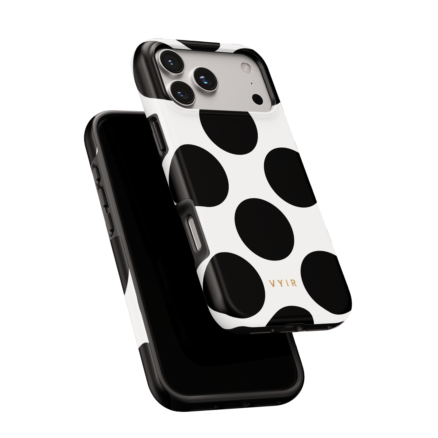 Large Polka Dots, Mono Black - Shockproof Phone Case - VYIR