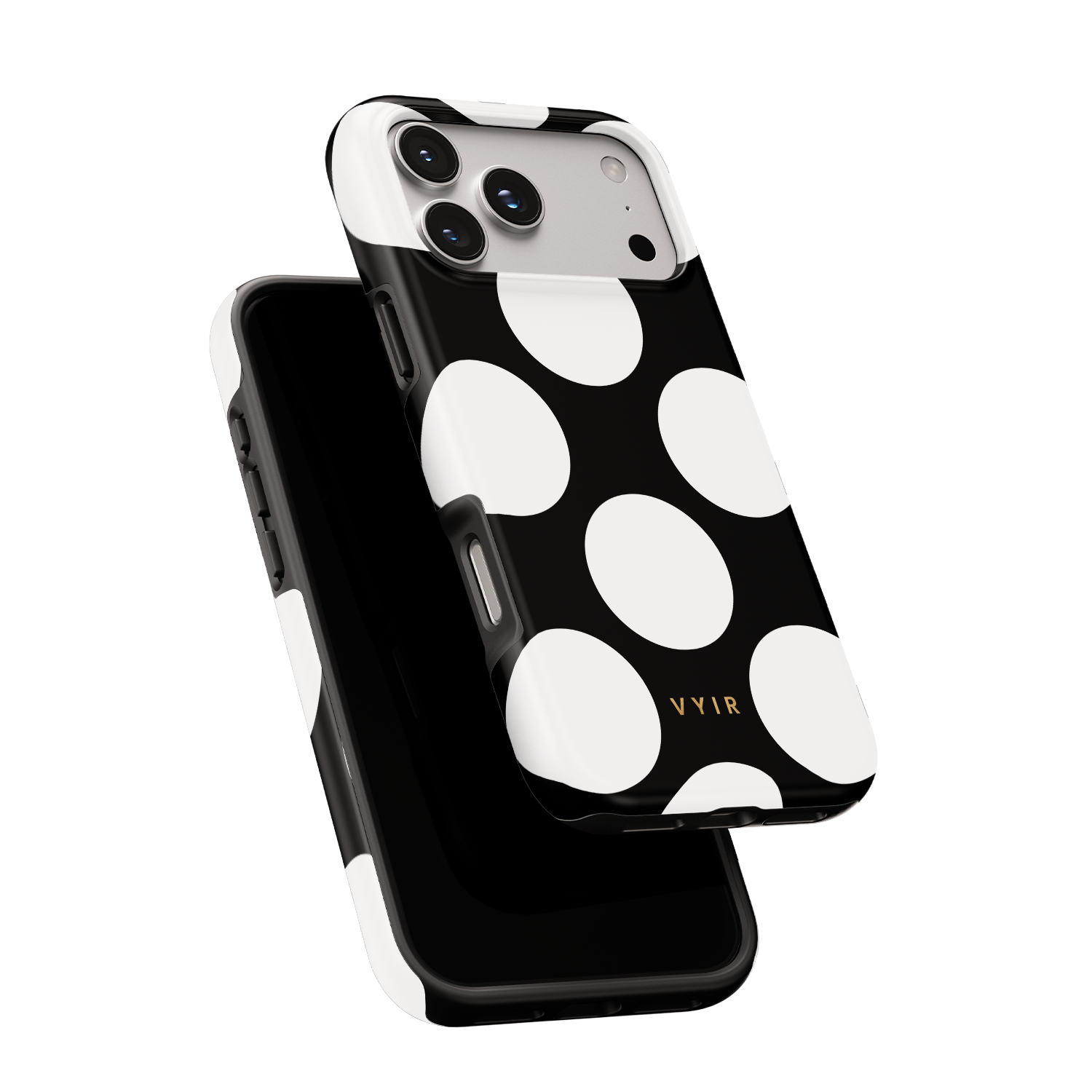 Large Polka Dots, Black Sparkle - Shockproof Phone Case - VYIR