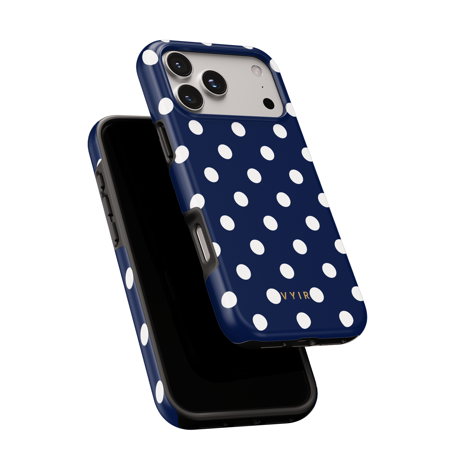 Classic Polka Dots, Old Money Blue - Shockproof Phone Case - VYIR