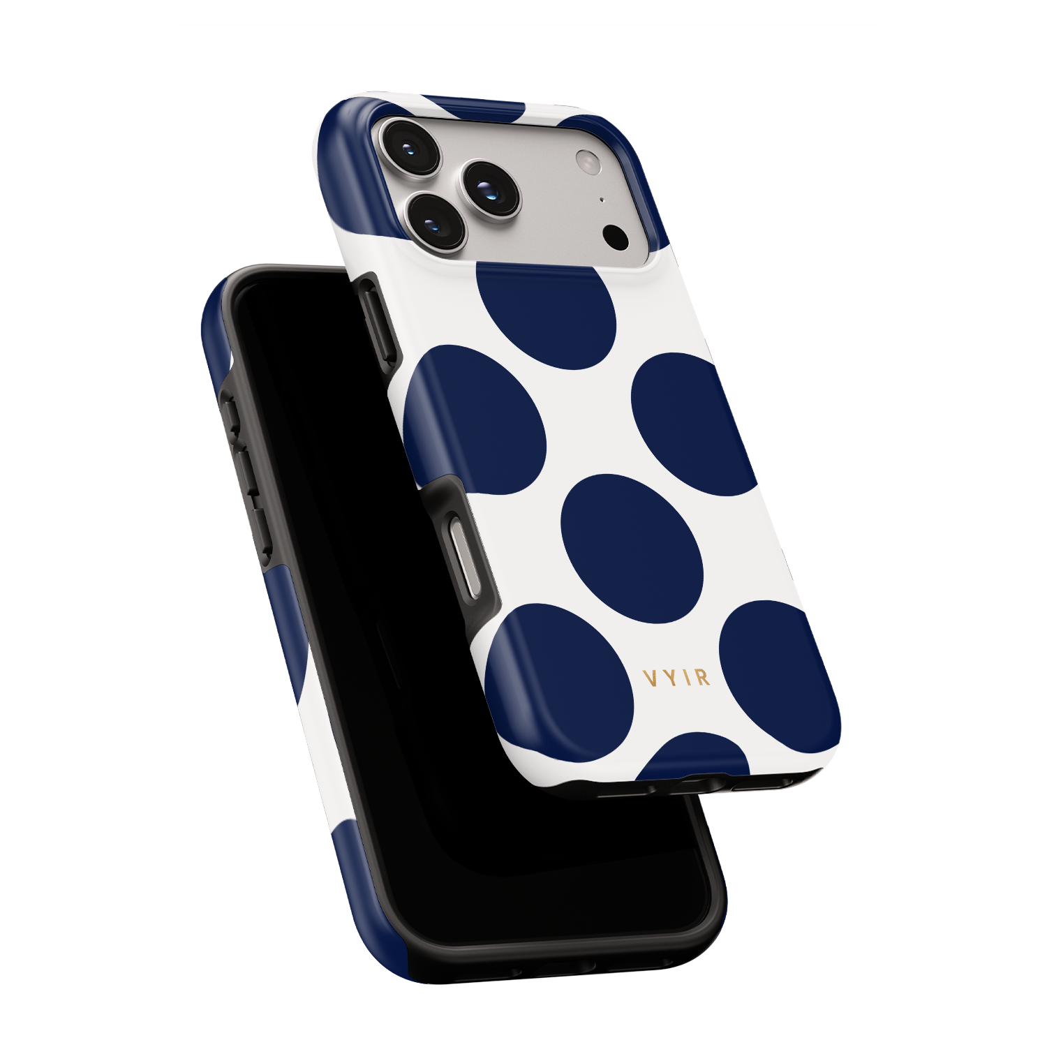 Large Polka Dots, Old Money Blue - Shockproof Phone Case - VYIR