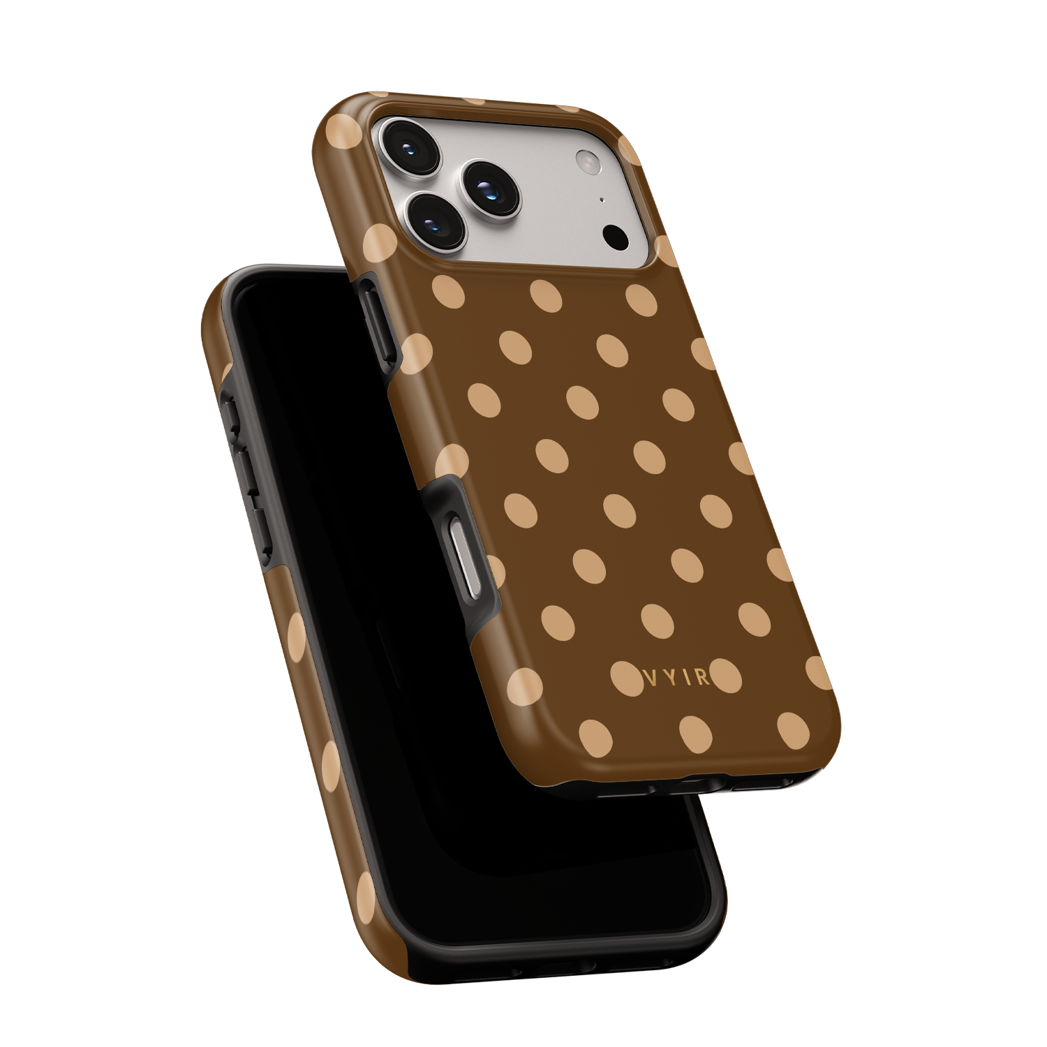Classic Polka Dots, Elegant Brown - Shockproof MagSafe iPhone Case - VYIR