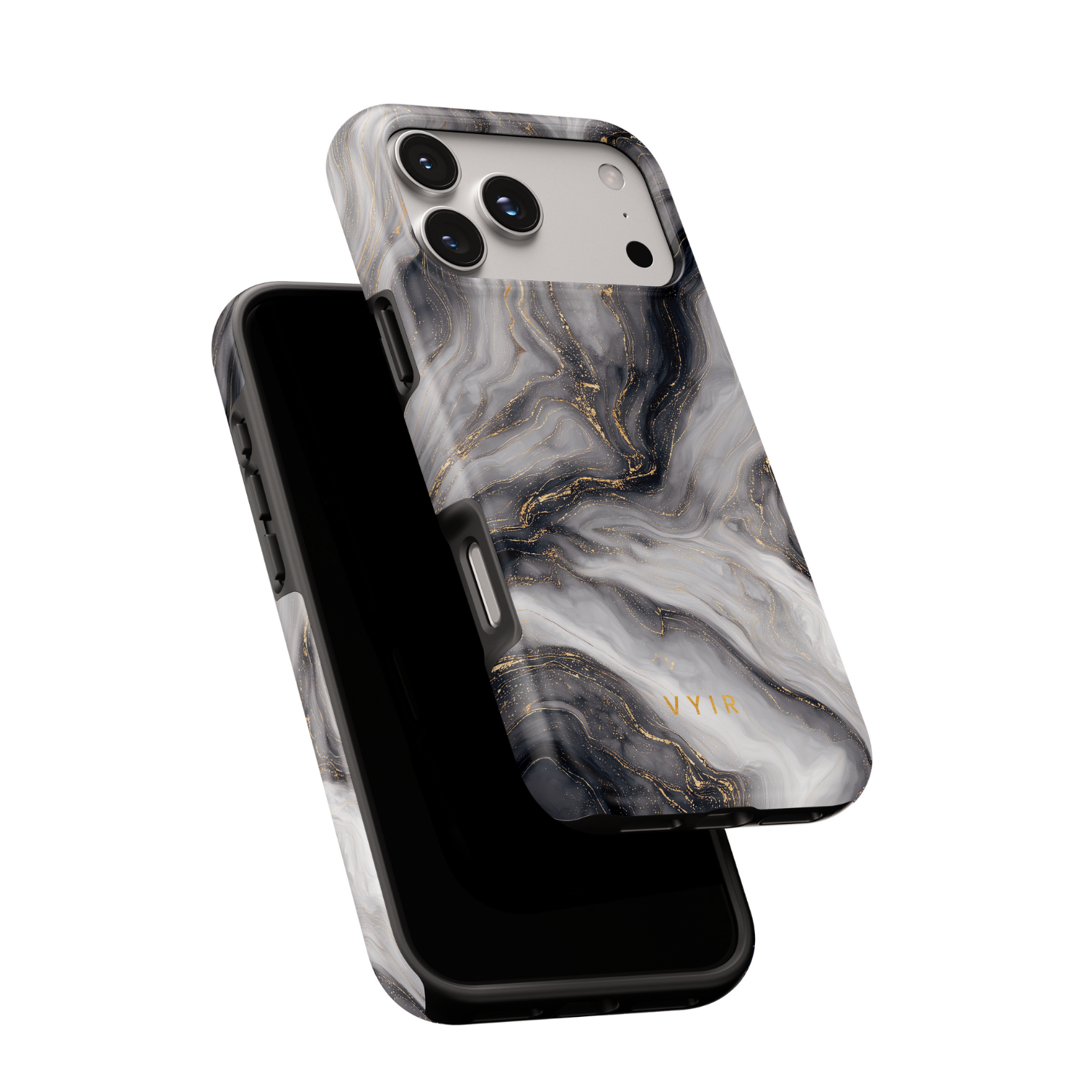 Golden Luxe Marble Black - Shockproof Phone Case - VYIR