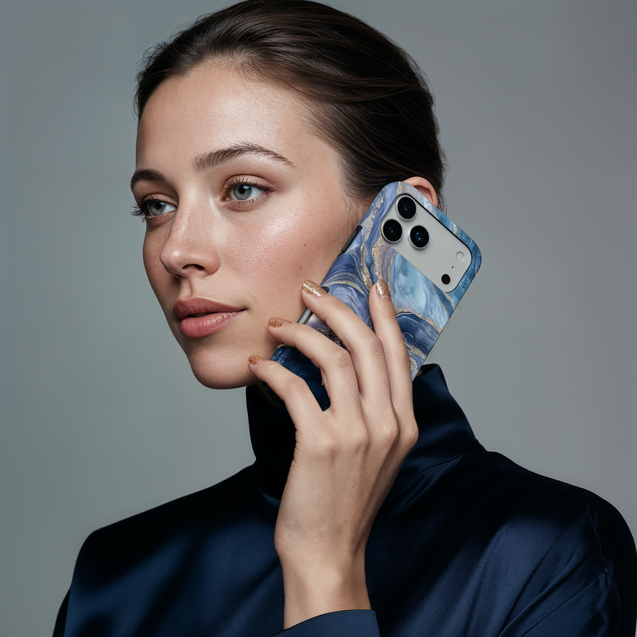Golden Luxe Marble Blue - Shockproof MagSafe iPhone Case - VYIR