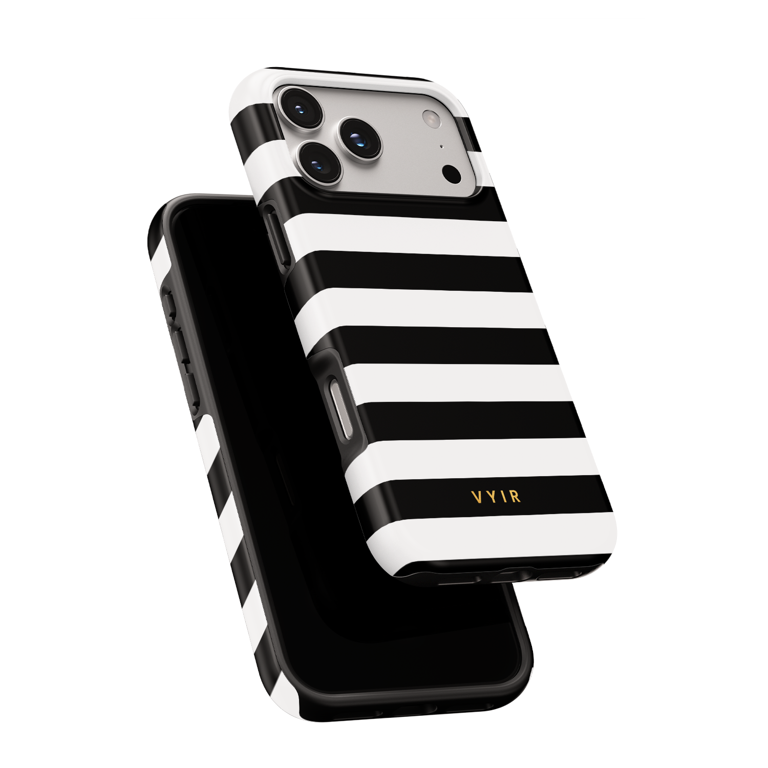 Horizontal Stripes, Black and White - Shockproof Phone Case - VYIR