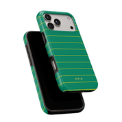 Horizontal Stripes, Goldline Green - Shockproof MagSafe iPhone Case - VYIR