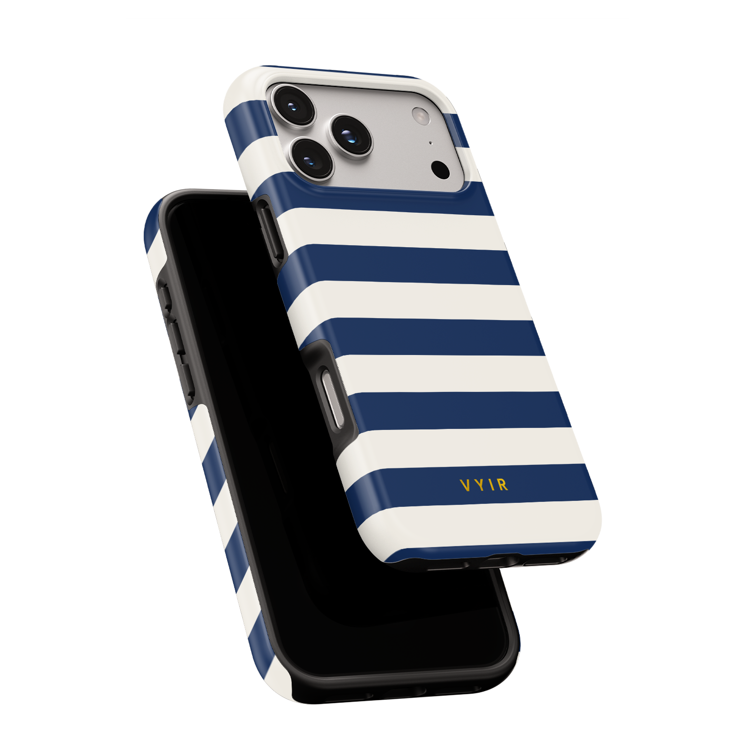 Horizontal Stripes, Old Money Blue - Shockproof MagSafe iPhone Case - VYIR
