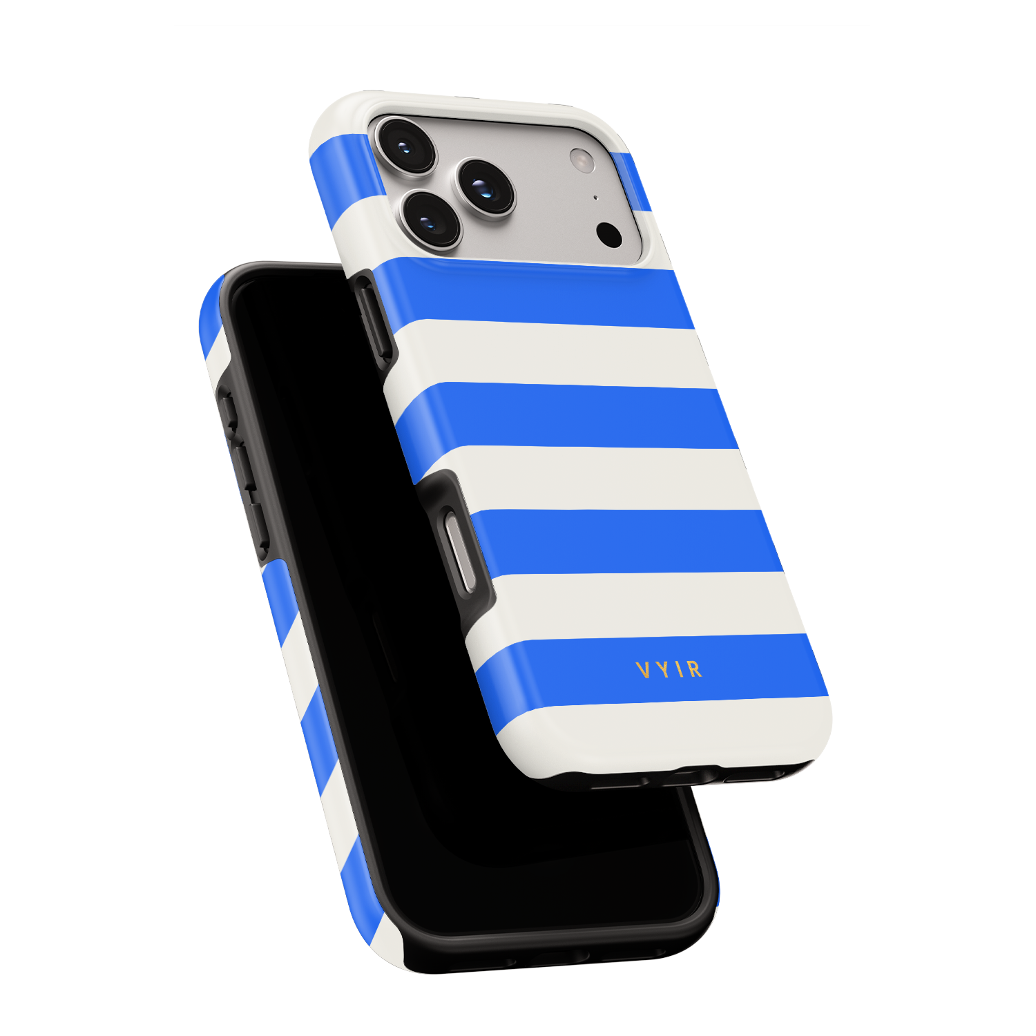 Horizontal Stripes, Riviera Blue - Shockproof MagSafe iPhone Case - VYIR