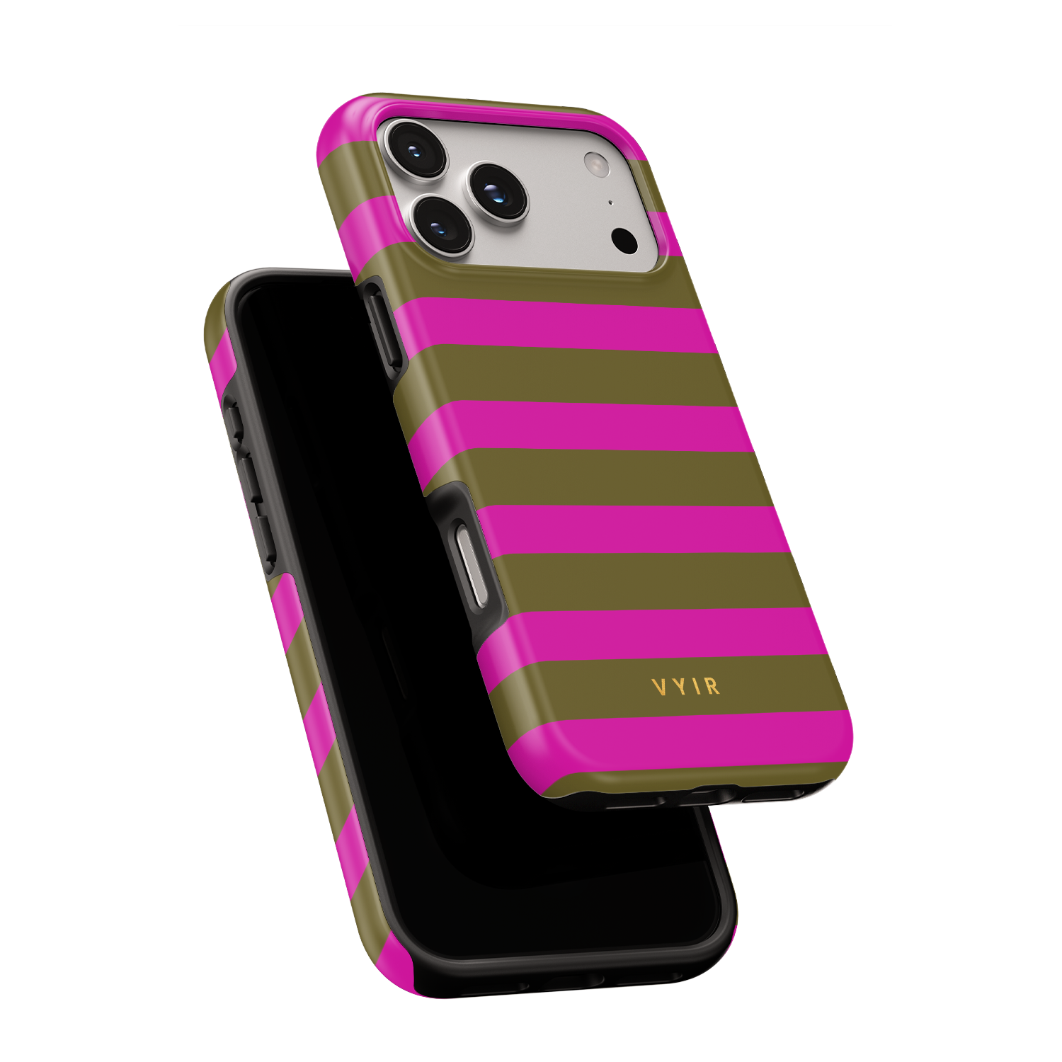Horizontal Stripes, Urban Olive - Shockproof MagSafe iPhone Case - VYIR