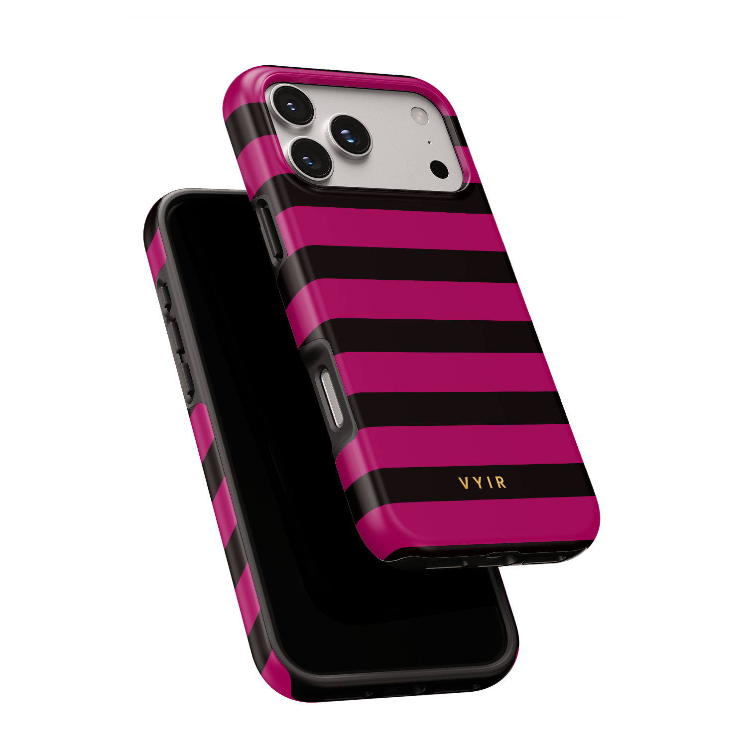 Horizontal Stripes, Wine Red - Shockproof MagSafe iPhone Case - VYIR