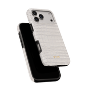 Croc Leather Print White - Shockproof MagSafe iPhone Case - VYIR