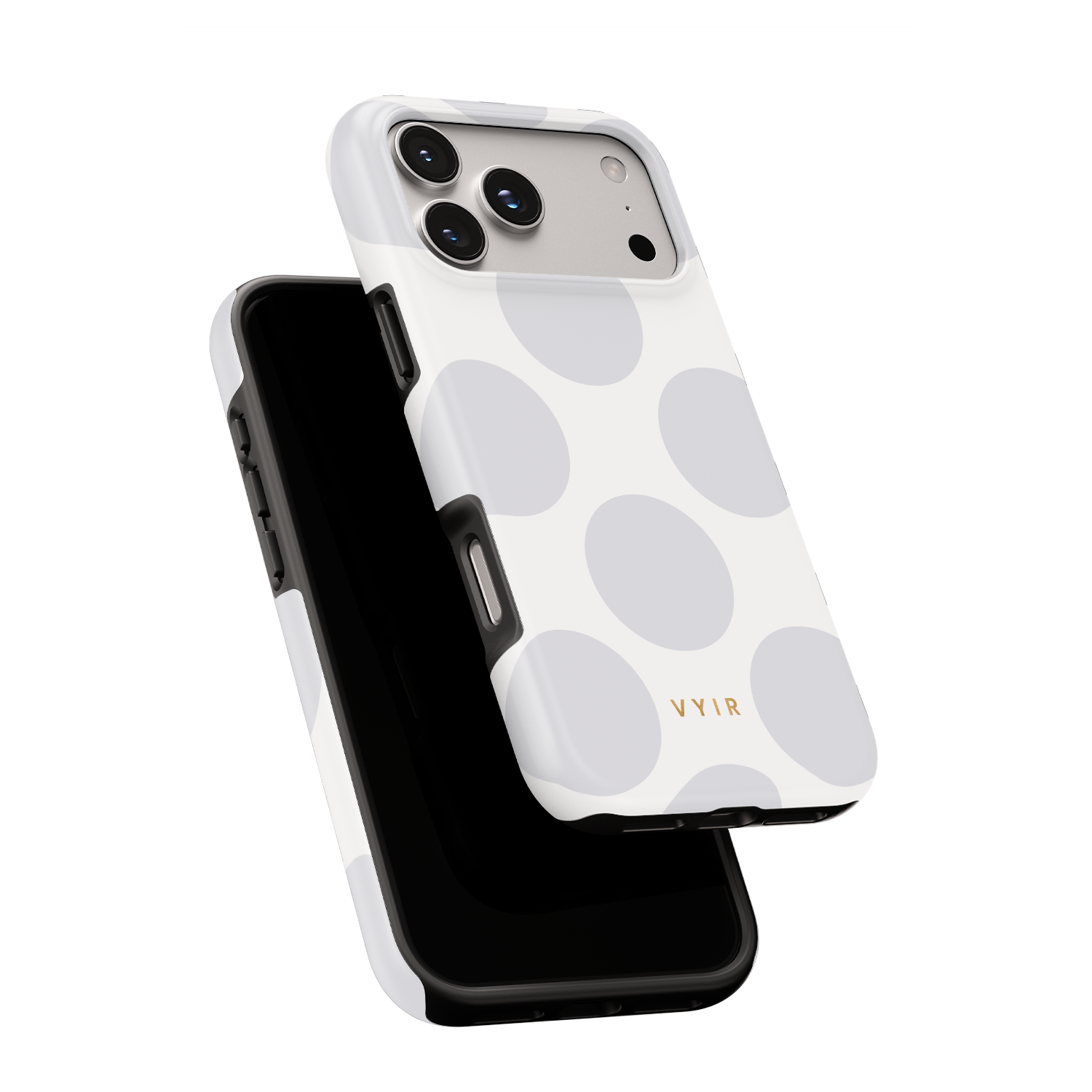Large Polka Dots, Cloud Gray - Shockproof MagSafe iPhone Case - VYIR
