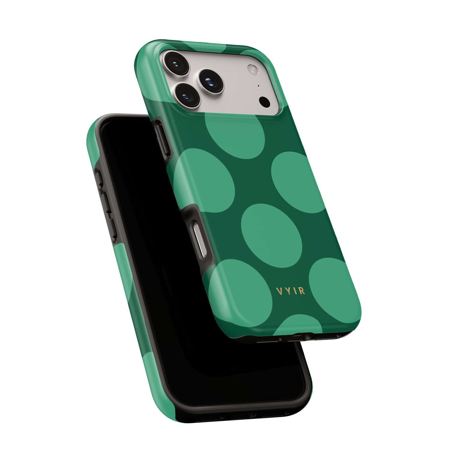 Large Polka Dots, Emerald Green - Shockproof MagSafe iPhone Case - VYIR
