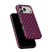 Tiny Checker, Burgundy - Shockproof MagSafe iPhone Case - VYIR