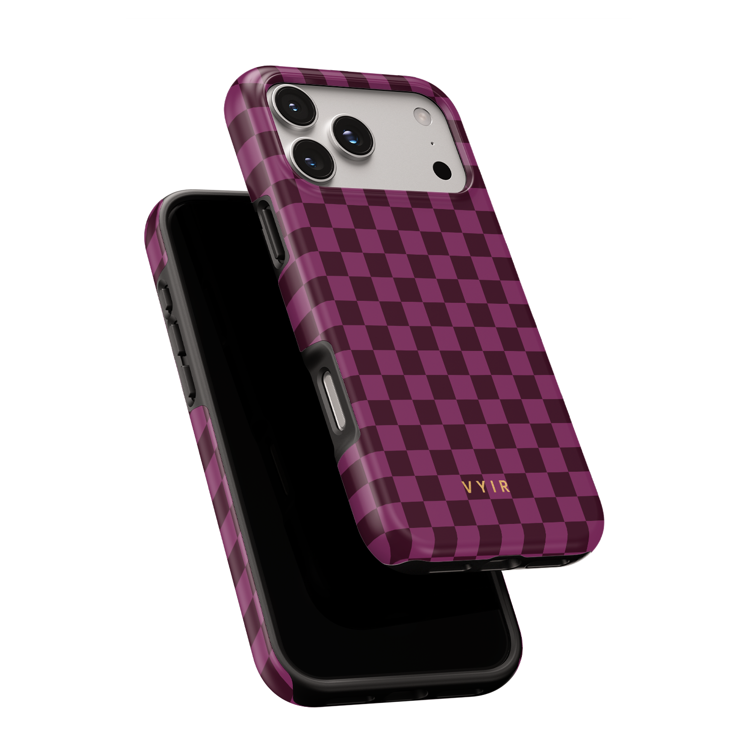 Tiny Checker, Burgundy - Shockproof MagSafe iPhone Case - VYIR