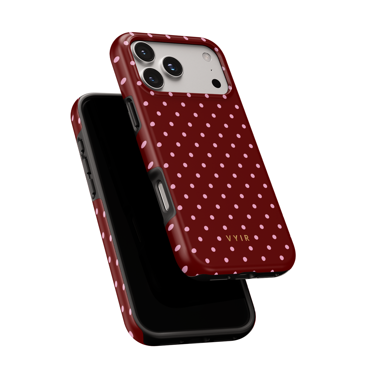 Tiny Polka Dots, Burgundy - Shockproof MagSafe iPhone Case - VYIR