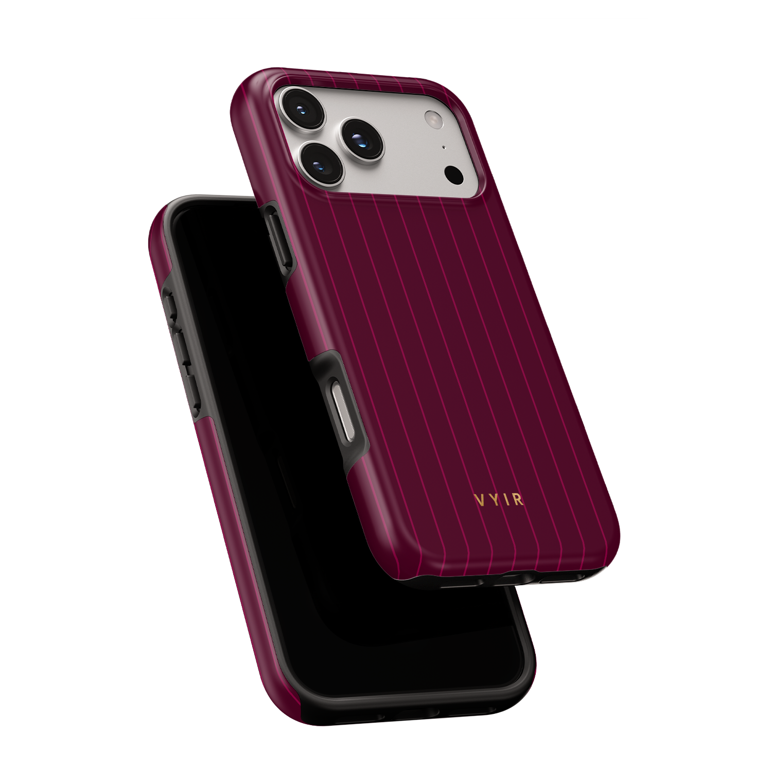Vertical Stripes, Merlot - Shockproof MagSafe iPhone Case - VYIR