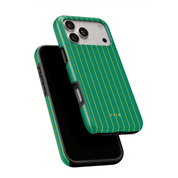 Vertical Stripes, Goldline Green - Shockproof MagSafe iPhone Case - VYIR