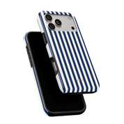Vertical Stripes, Old Money Blue - Shockproof MagSafe iPhone Case - VYIR