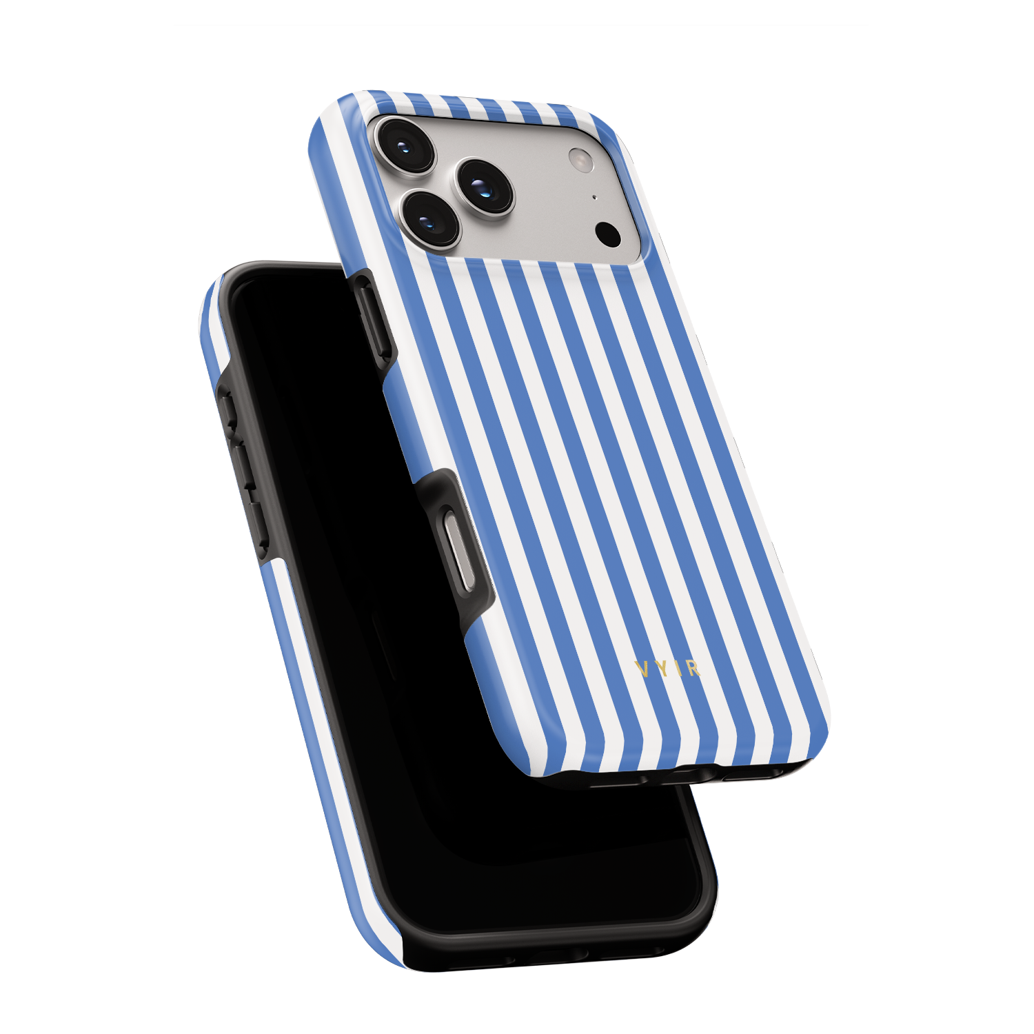 Vertical Stripes, Parisian Blue - Shockproof MagSafe iPhone Case - VYIR