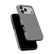 Vertical Stripes, Pinstripe Black and White - Shockproof Phone Case - VYIR