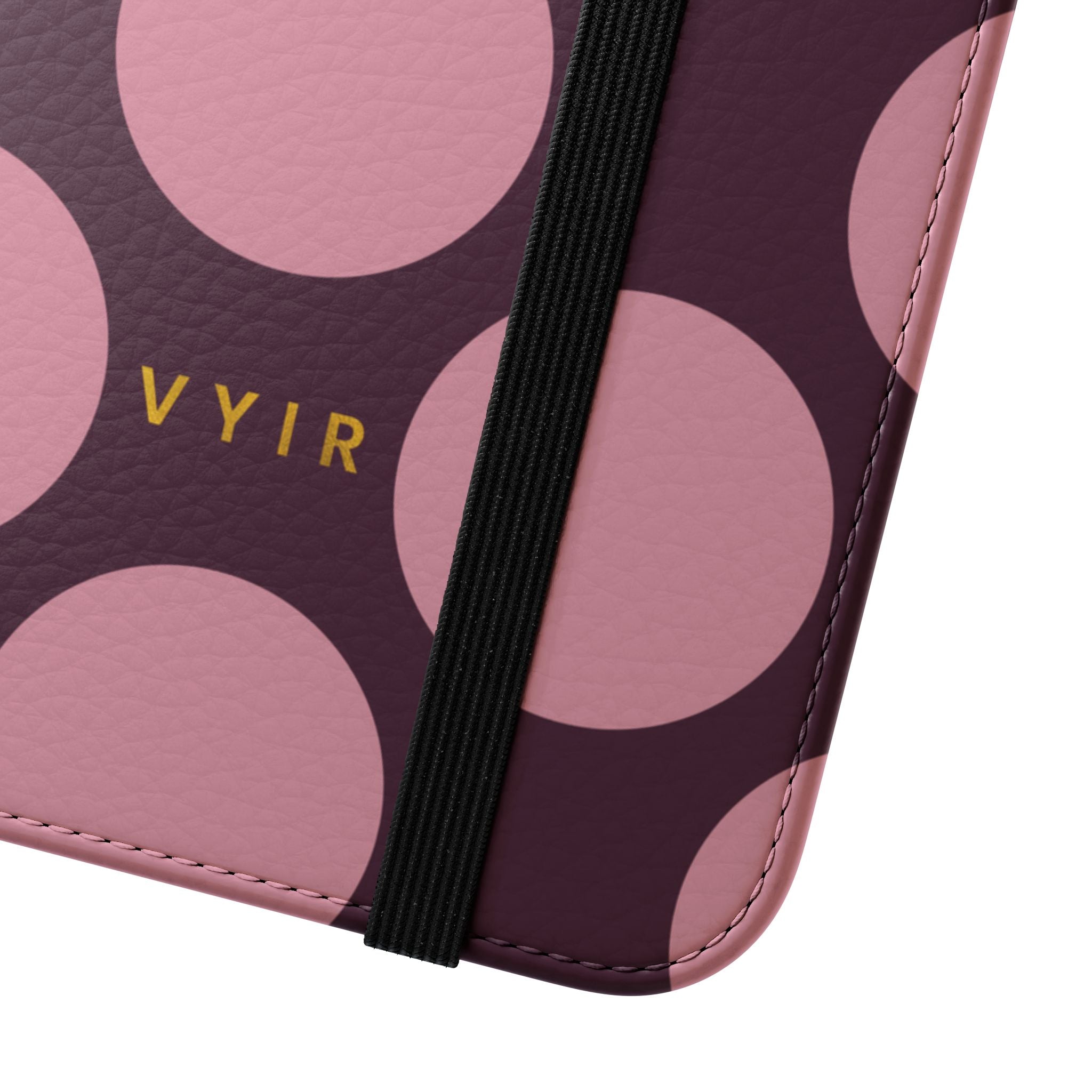 iPhone 14 Pro Vegan Leather Wallet Case – Pink Plum Polka Dot Design - VYIR