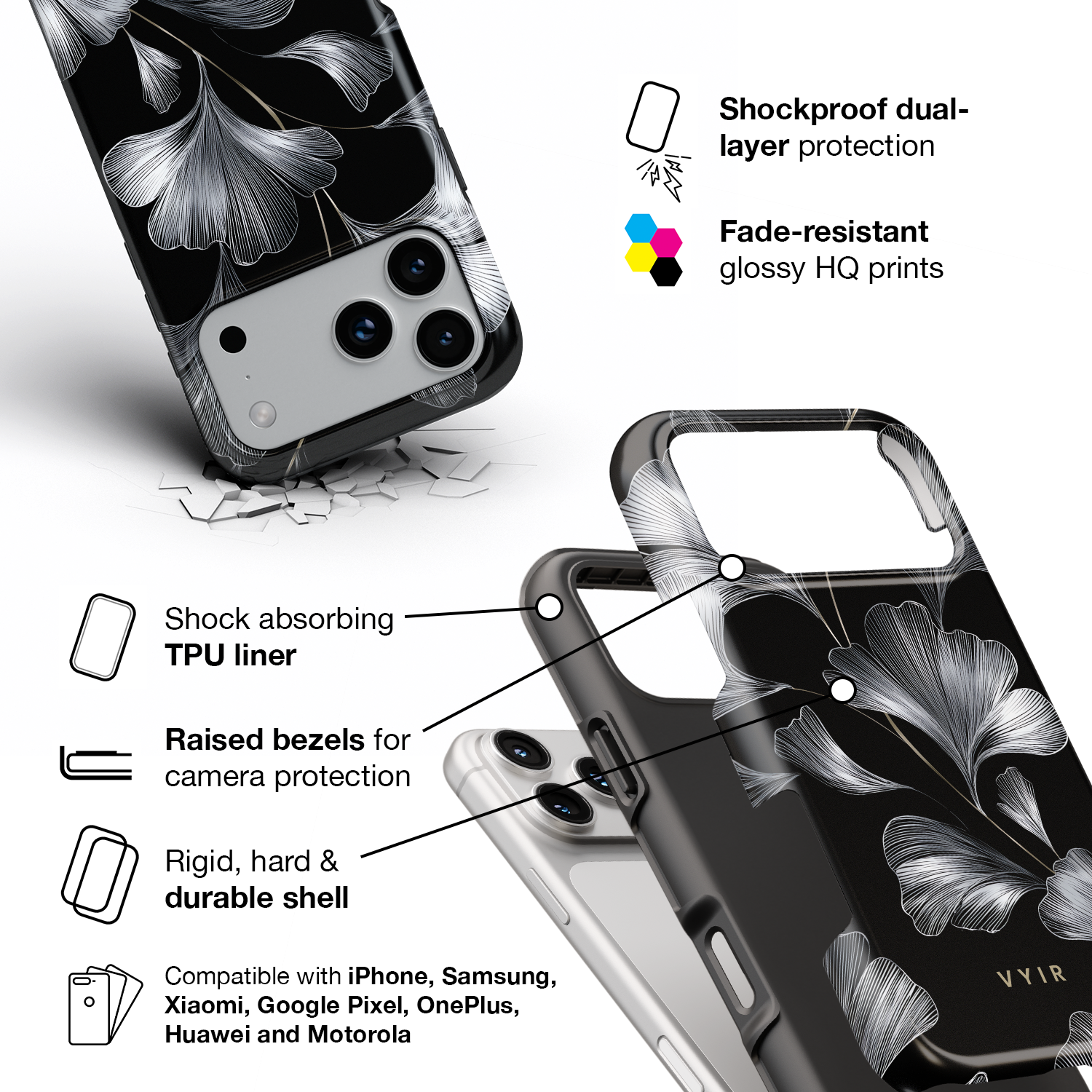 Lunar Leaves - Shockproof Phone Case - VYIR