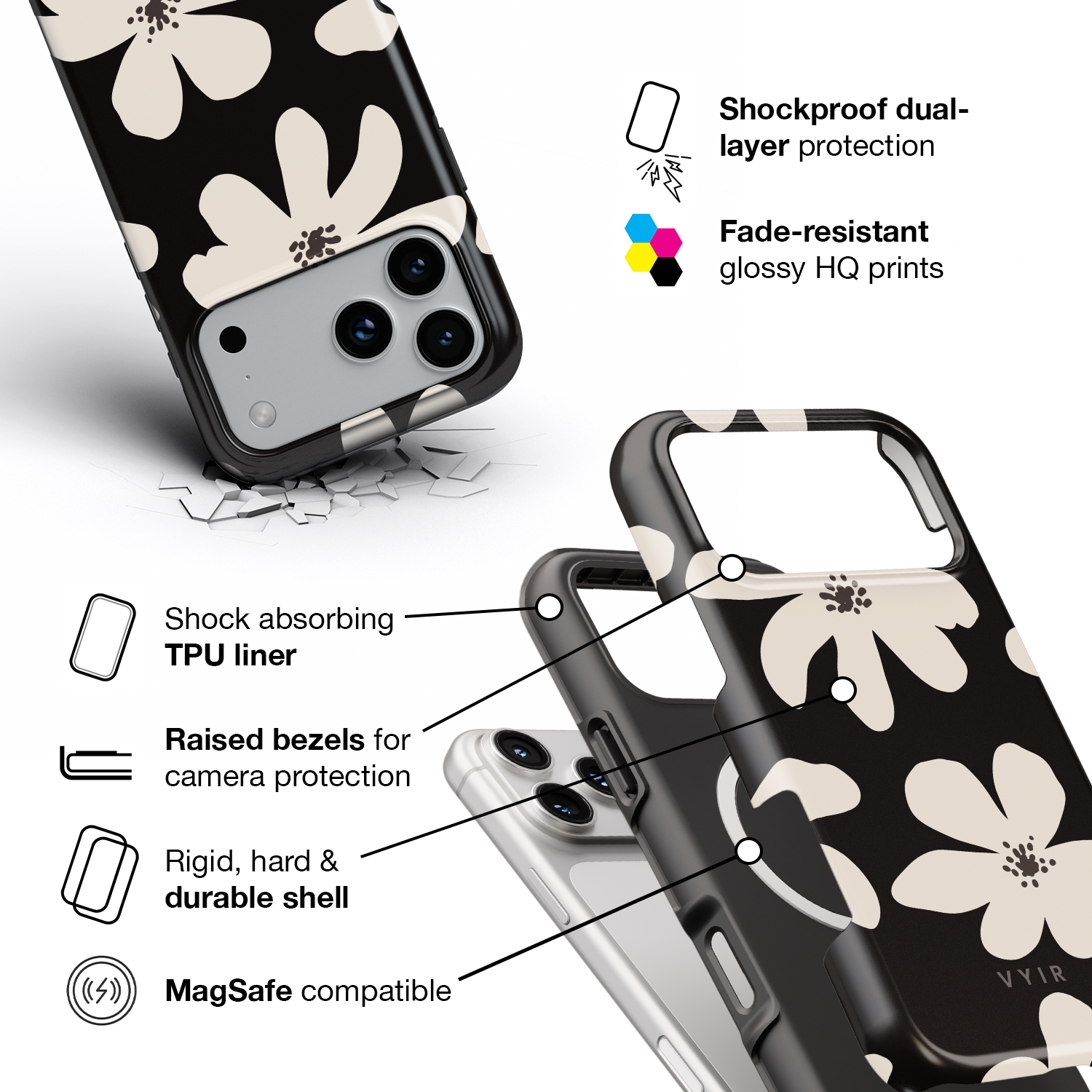 Cream Noir - Shockproof MagSafe iPhone Case - VYIR
