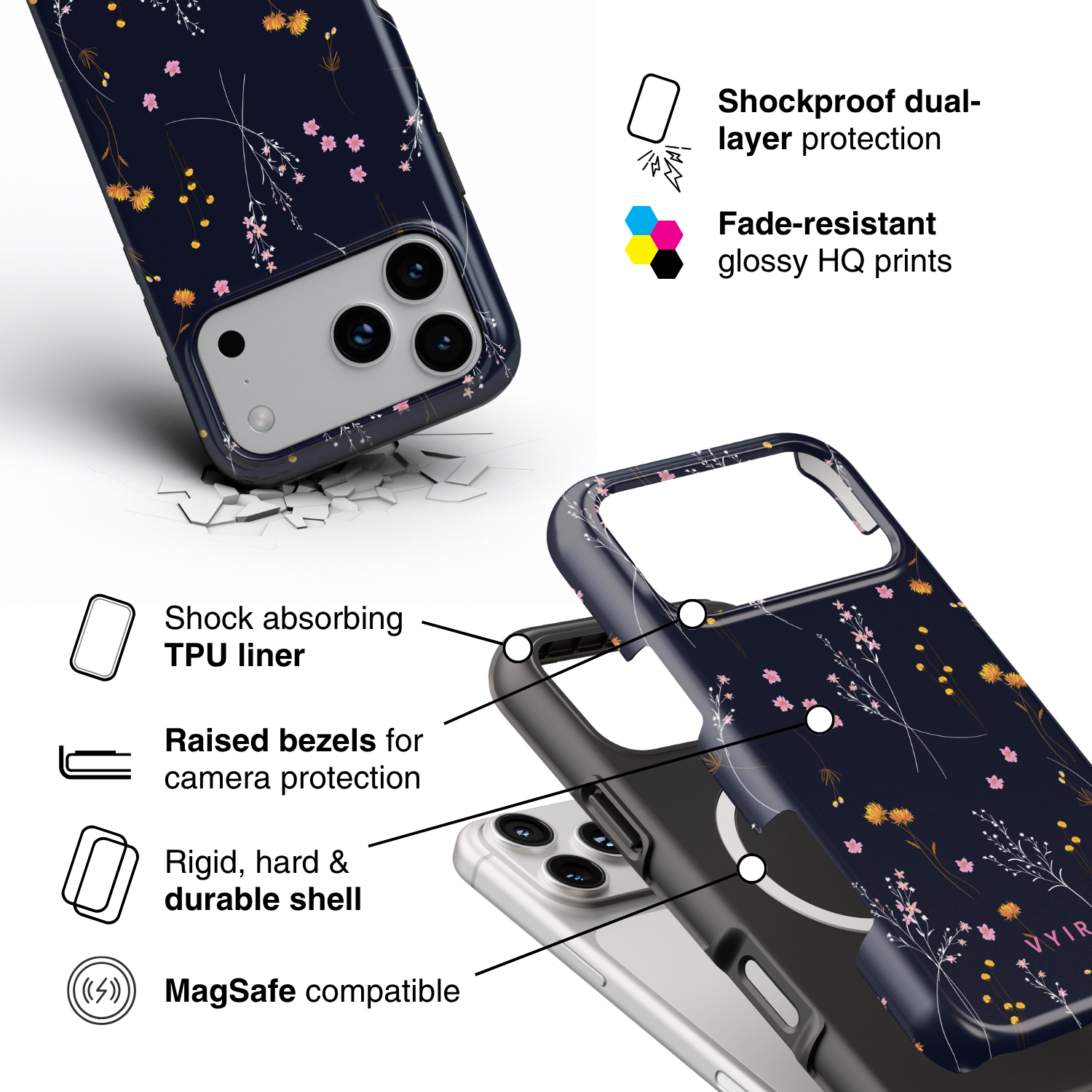 Starfall Wildflower - Shockproof MagSafe iPhone Case - VYIR