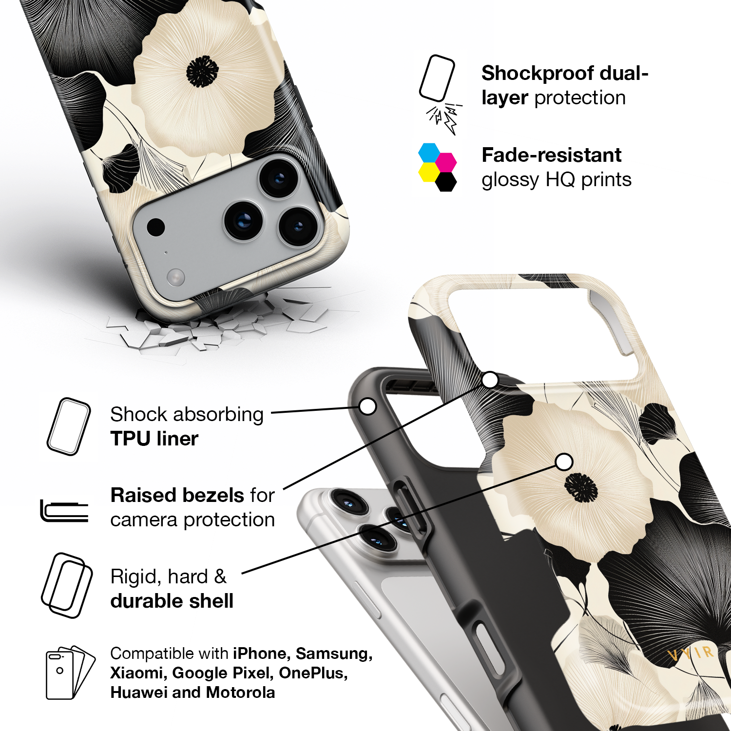 Noir Elegance - Shockproof Phone Case - VYIR