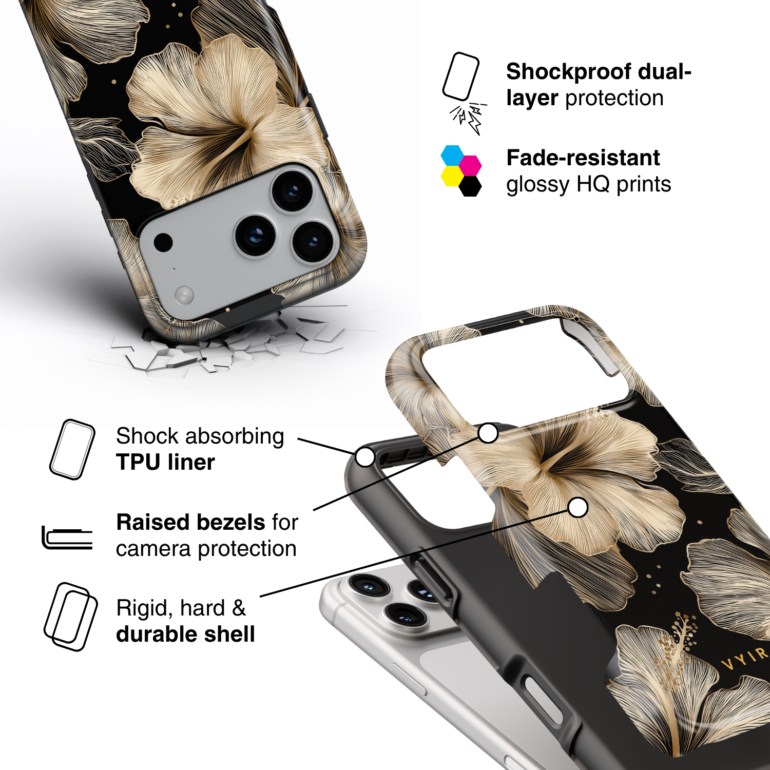Golden Hibiscus - Shockproof Phone Case - VYIR