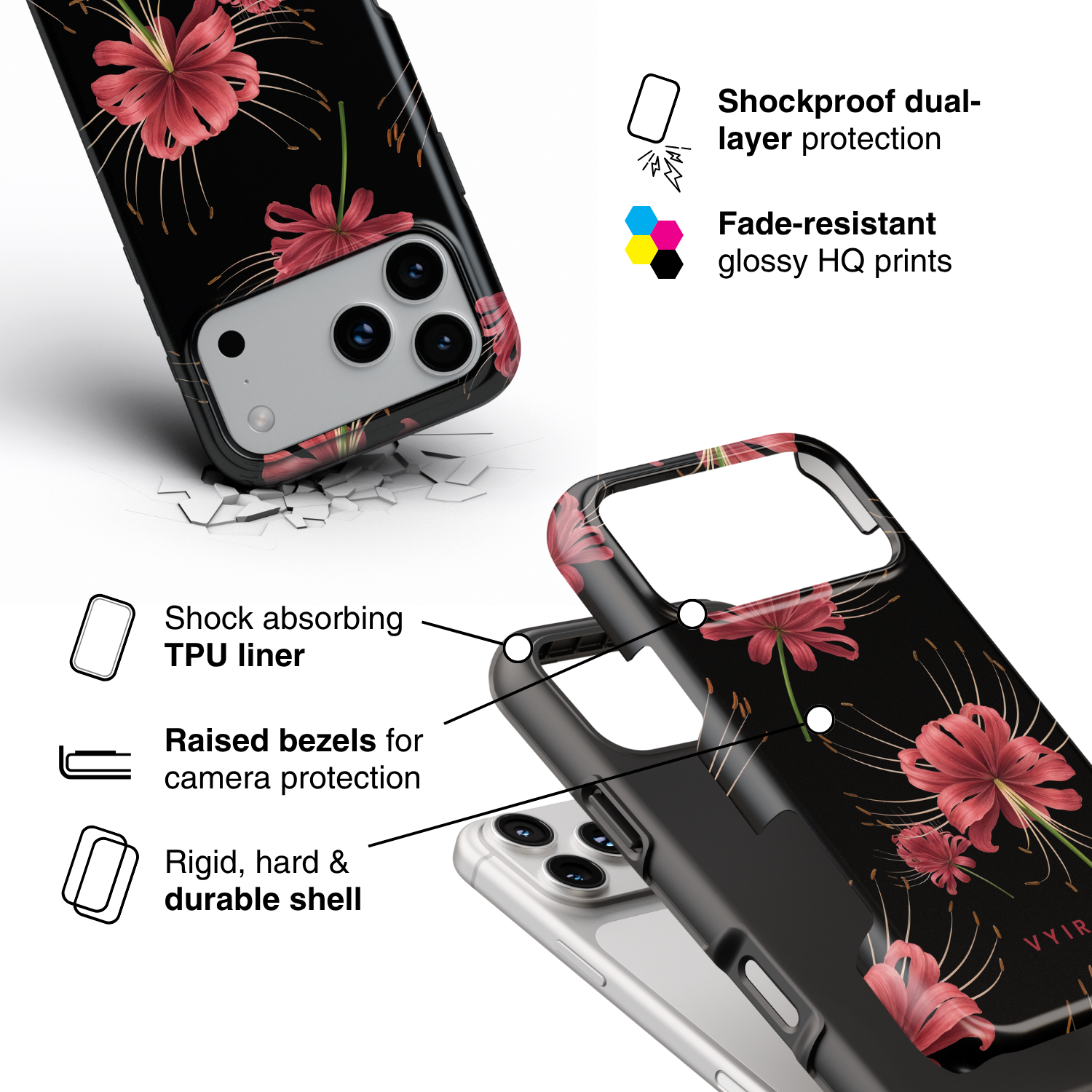 Spider Lily Nightfall - Shockproof Phone Case - VYIR