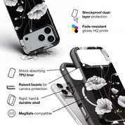 Elegant Inked Blossoms - Shockproof MagSafe iPhone Case - VYIR