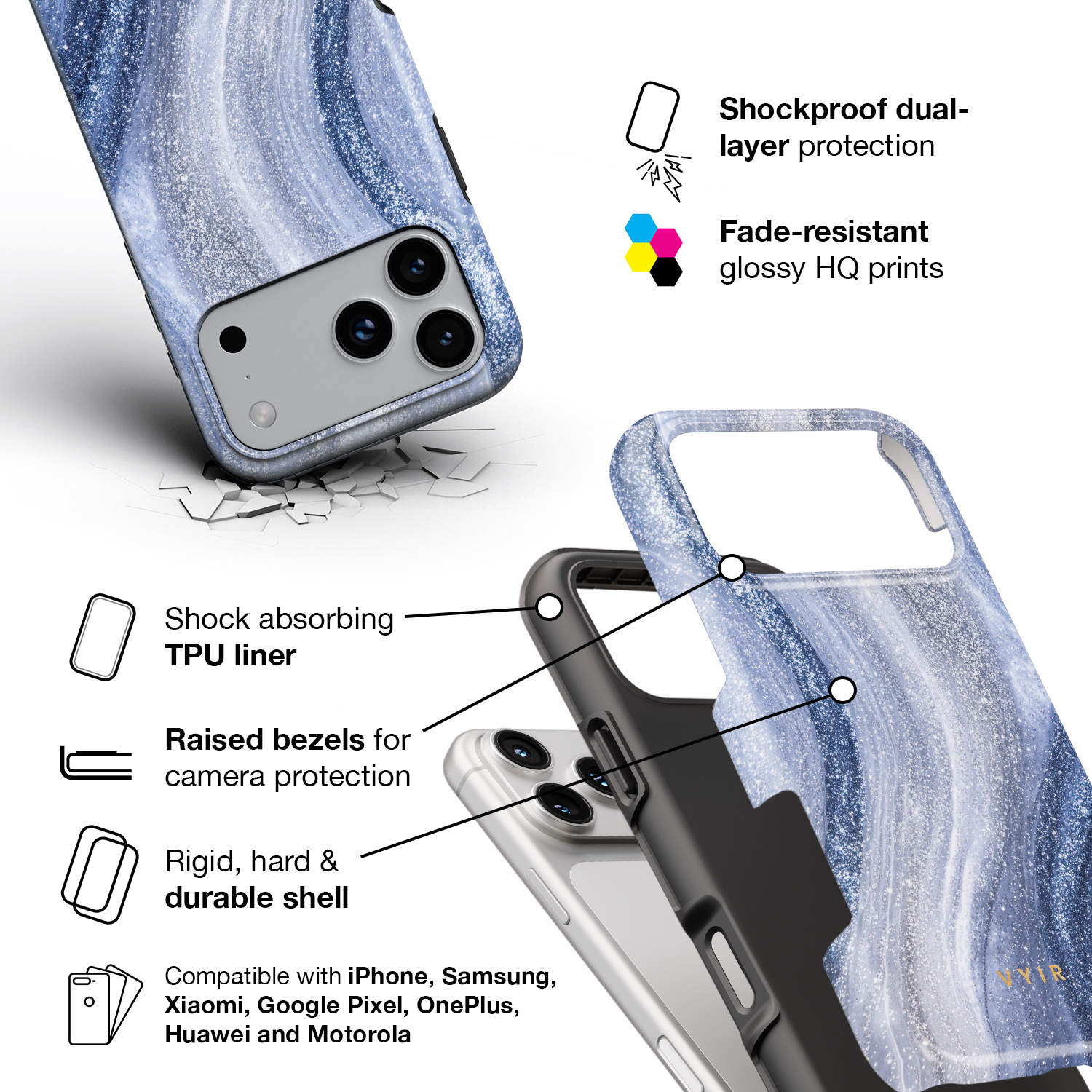 Blue Swirl - Shockproof Phone Case - VYIR