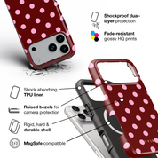 Classic Polka Dots, Burgundy - Shockproof MagSafe iPhone Case - VYIR