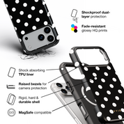 Classic Polka Dots, Black Noir - Shockproof MagSafe iPhone Case - VYIR