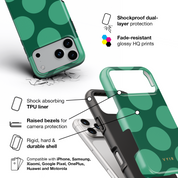 Large Polka Dots, Emerald Green - Shockproof Phone Case - VYIR