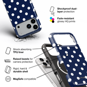 Classic Polka Dots, Old Money Blue - Shockproof MagSafe iPhone Case - VYIR
