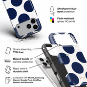 Large Polka Dots, Old Money Blue - Shockproof Phone Case - VYIR