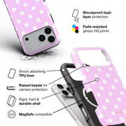 Classic Polka Dots, Pastel Pink - Shockproof MagSafe iPhone Case - VYIR
