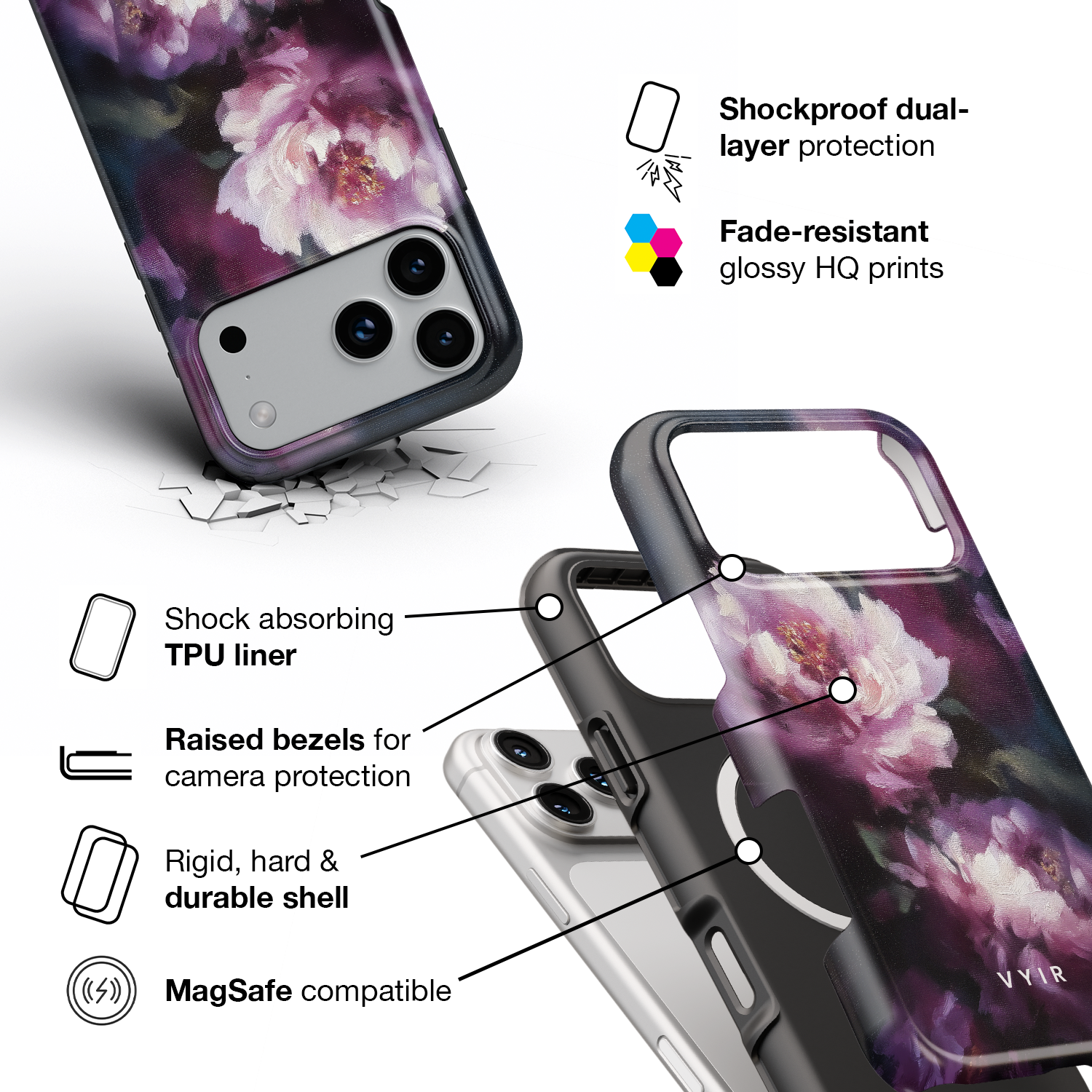 Velvet Petal Art - Shockproof MagSafe iPhone Case - VYIR