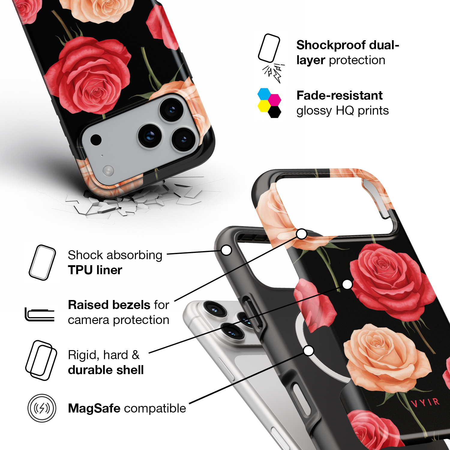 Dual-Tone Rose - Shockproof MagSafe iPhone Case - VYIR