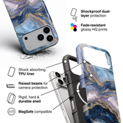 Golden Luxe Marble Blue - Shockproof MagSafe iPhone Case - VYIR