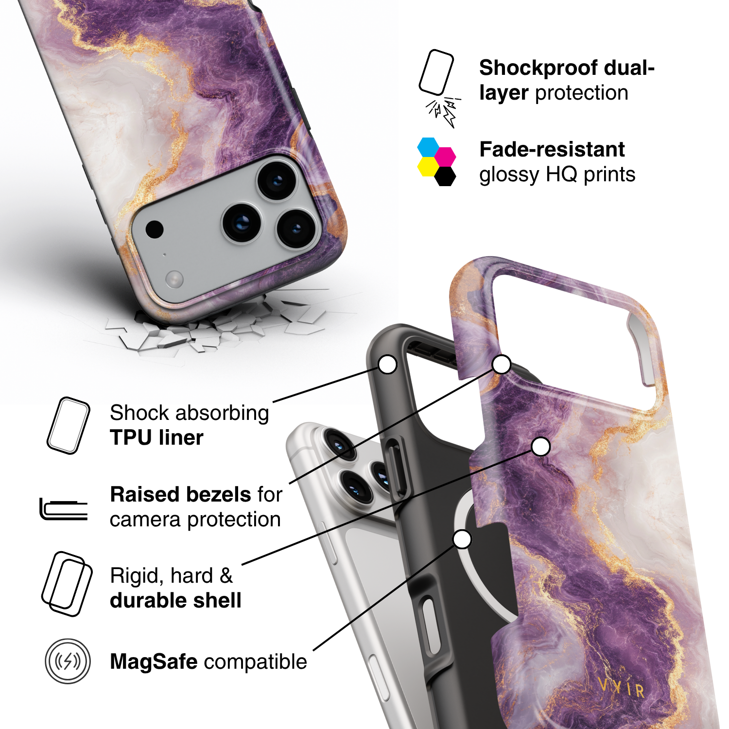 Golden Luxe Purple - Shockproof MagSafe iPhone Case - VYIR