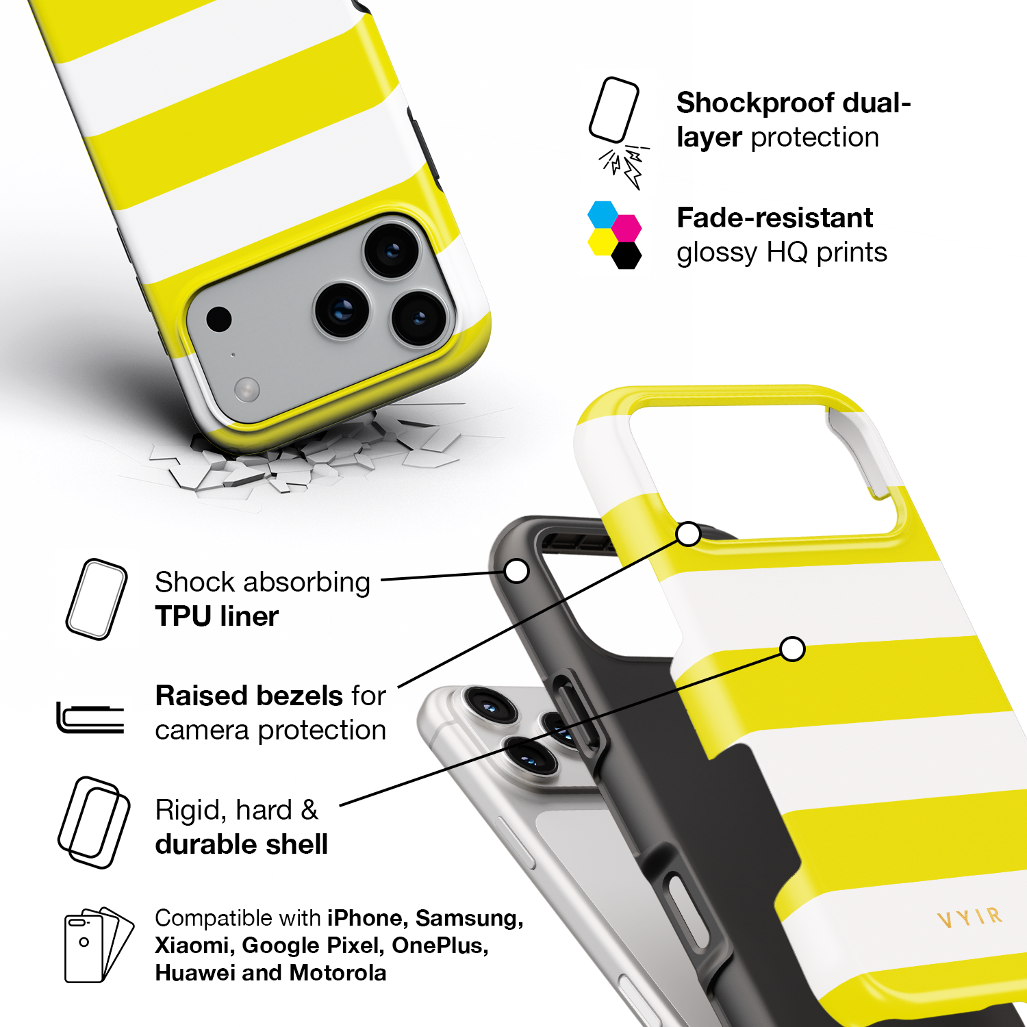Horizontal Stripes, Citrus - Shockproof Phone Case - VYIR