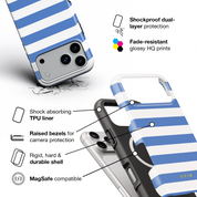 Horizontal Stripes, Parisian Blue - Shockproof MagSafe iPhone Case - VYIR