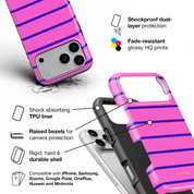Horizontal Stripes, Pink Curtains - Shockproof Phone Case - VYIR