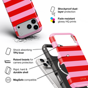 Horizontal Stripes, Red Blush - Shockproof MagSafe iPhone Case - VYIR
