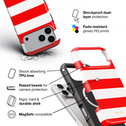 Horizontal Stripes, Red Silk - Shockproof MagSafe iPhone Case - VYIR