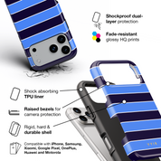 Horizontal Stripes, Rivoli Blue - Shockproof Phone Case - VYIR