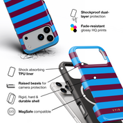 Horizontal Stripes, Track Blue - Shockproof MagSafe iPhone Case - VYIR